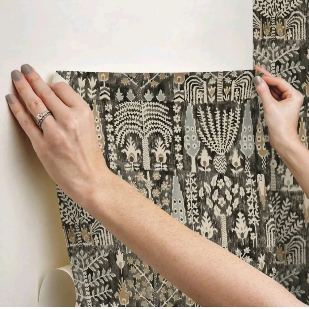 RoomMates Ikat Peel and Stick Wallpaper Black